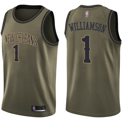 Nike New Orleans Pelicans #1 Zion Williamson Green NBA Swingman Salute to Service Jersey Men's